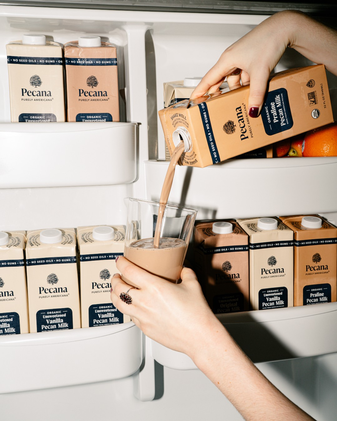 Pecana pecan milk products in fridge
